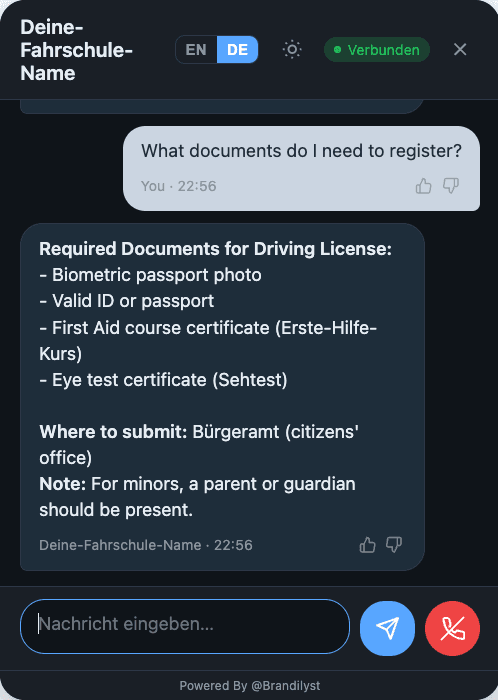 Mehrsprachiger Chatbot – Antwort auf Englisch und Deutsch