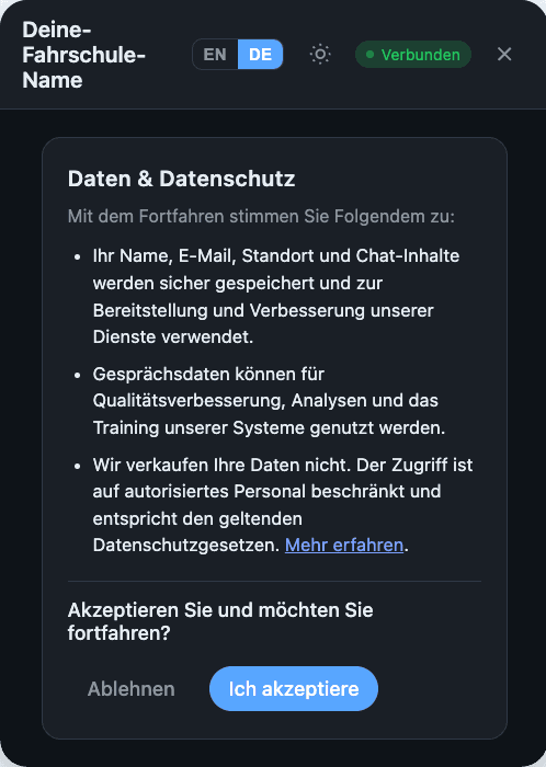 DSGVO-konformer Einwilligungsdialog im Chatbot